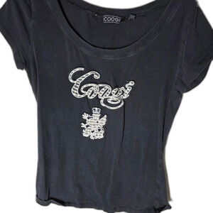 Coogi Women's Black and Grey T-shirt